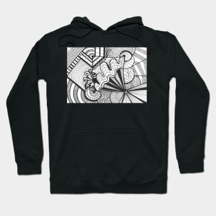 Abstract pattern to print with curves, lines, stripes inspired by zentangle Hoodie